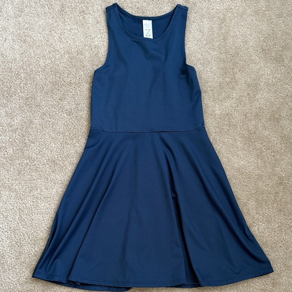 ZELLA Nordstrom girls size 10  12 dri fit Navy Sleeveless Fit-and-Flare Dress